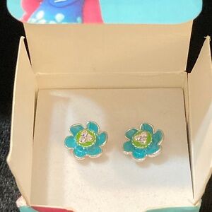 ORIGAMI OWL TROLLS AQUA FLOWER STUD EARRINGS